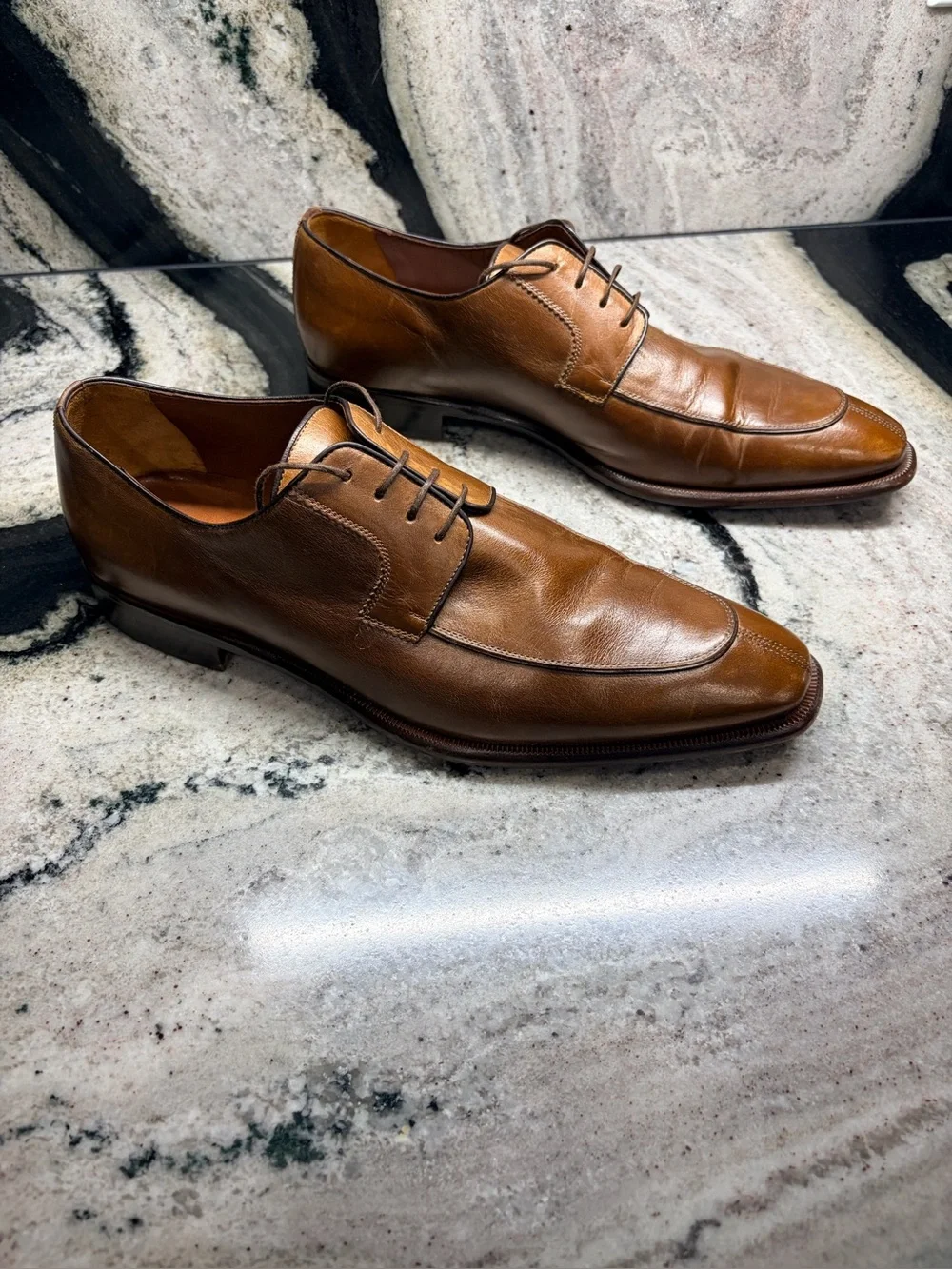Testoni Brown Apron Toe Derby Dress Shoes Italy Size 9 Made in Italy